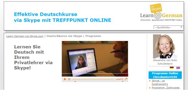 Online Deutsch lernen mit Privatlehrer und Skype